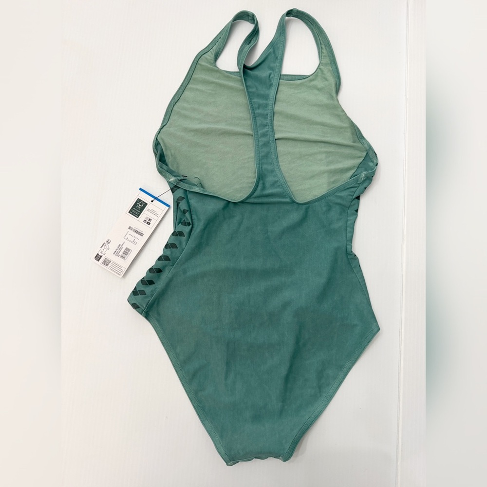 Arena Sage Green Racer Back One-Piece Swimsuit - 32 Small - Picture 6 of 12